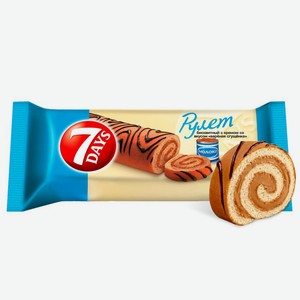 Рулет 7 Days бисквитный с кремом со вкусом Вареная сгущенка 200г, 200 г