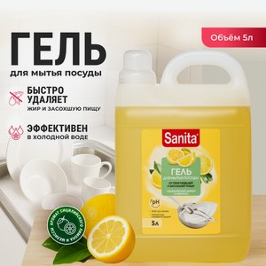 Средство для мытья посуды Sanita Сицилийский лимон и мелисса 5000 мл 1 шт.