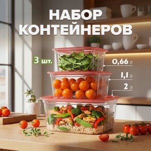 Набор контейнеров, Hitt, 3 шт., в ассортименте