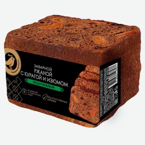 Хлеб ржано-пшеничный АШАН Золотая птица Заварной ржаной с курагой и изюмом бездрожжевой нарезка, 300 г