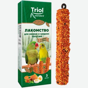 Лакомство для мелких и средних попугаев с мёдом и яйцом Triol 3шт 80 г