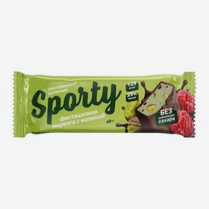 Протеиновый батончик со вкусом фисташковой меренги с малиной Sporty 40г 40 г
