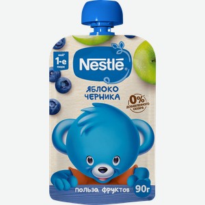 Пюре фруктово-ягодное NESTLE Яблоко и черника, с 5 месяцев, 90г