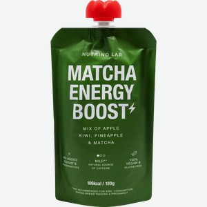 Пюре фруктовое NUTRINO LAB Matcha Energy Boost, из яблока, киви, ананаса и матча, 180г