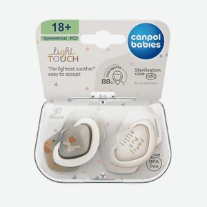 CANPOL BABIES Пустышка Light touch Силиконовая симметричная от 18 месяцев, DOGS, 2 шт.