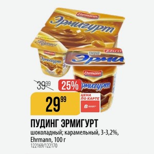 ПУДИНГ ЭРМИГУРТ шоколадный; карамельный, 3-3,2%, Ehrmann, 100 г