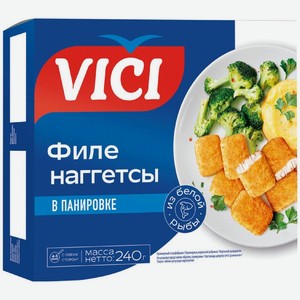 Наггетсы из белой рыбы минтай Vici в панировке обжаренный замороженный, 240г, 240 г