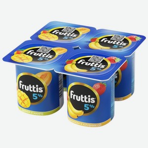 Продукт йогуртный Fruttis Сливочное лакомство дыня-манго-банан-клубника 5% 115г, 115 г