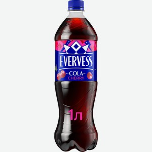Напиток EVERVESS Cola Cherry кола со вкусом вишни газированный, без сахара, 1л