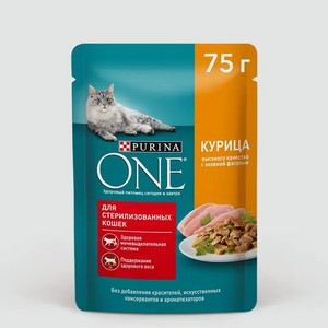 Влажный корм «ONE» для стерилизованных кошек, Курица с фасолью, 75 г