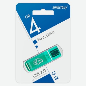 Флеш-накопитель SmartBuy Glossy 4GB USB2.0 зеленый
