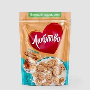 Готовый завтрак «Любятово» Подушечки со вкусом булочки с корицей, 190 г