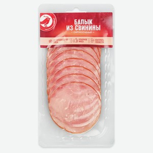 Балык из свинины сырокопченый АШАН Красная птица нарезка, 100 г