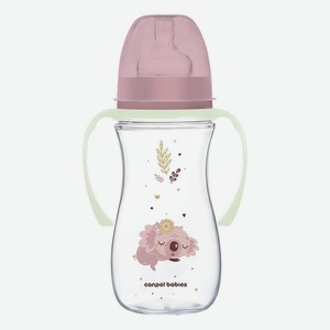 CANPOL BABIES Бутылочка для кормления Sleepy Koala со светящимися ручками, Розовый; 300 мл.