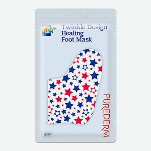 PUREDERM Маска для ног Звездочки восстанавливающая Twinkle Design Healing Foot Mask, 2 шт.