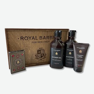 ROYAL BARBER Подарочный набор Royal Barber в ящике, 2х290 мл + 75 мл + 1 шт.