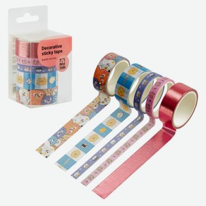 Набор клейких декоративных лент Meshu Bubble animals, 5 шт