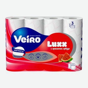 Туалетная бумага с ароматом арбуза 3 слоя 12 рулонов VEIRO Luxx 828 г