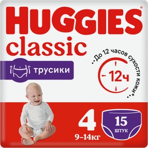 Трусики-подгузники Huggies Classic №4 9-14кг 15шт 500 г