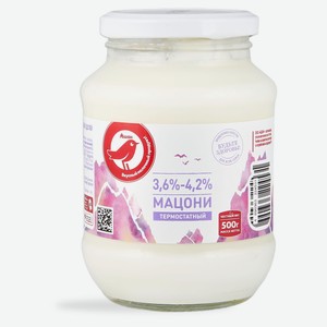 Продукт кисломолочный Мацони термостатный АШАН Красная птица 3,6-4,2% БЗМЖ охлажденный, 500 г