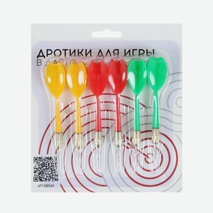 Дротики для дартса, 6 шт., металлический наконечник, вес 6 г, цвета МИКС