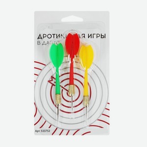 Дротики для дартса, 3 шт., металлический наконечник, вес 6 г, цвета МИКС