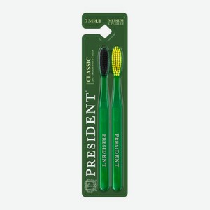 Зубная щётка средней жесткости Classic President 2шт 28 г