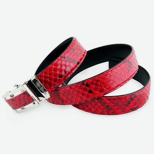 EXOTIC LEATHER GENUINE PREMIUM ACCESSORIES Ремень из натуральной кожи питона красного цвета, цвет: Красный, размер: 120х3,8 см