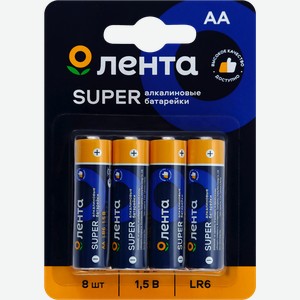Элементы питания ЛЕНТА АА, LR6, 1,5В, алкалиновый Арт. ALR608, 8шт