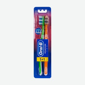 Зубная щётка  Классик , Oral-B, средней жёсткости, 2 шт., в ассортименте