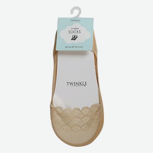 TWINKLE Кружевные следки TWINKLE, цвет: бежевый, форма 7, размер 36-39