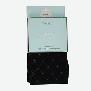 TWINKLE Колготки 80 DEN размер S-M, цвет черный RHOMBUS, размер S-M