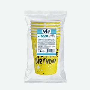 Стакан Интропластика шары/праздник картонный 250мл 6шт в ассортименте 31 г