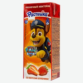 Молочный Коктейль Растишка, Клубника, Ванильное Мороженое, 2%, 210 Г