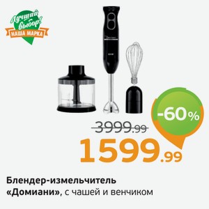 Блендер-измельчитель  Домиани  с чашей и венчиком, 1 шт.