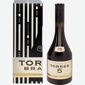 Бренди TORRES 5 Солера Резерва алк.38% п/у, Испания, 0.7 L