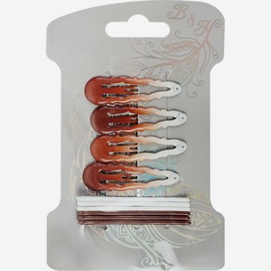 Набор д/волос B&H заколки клик-клак 4шт,невидимки 6шт,бел.,кофейн. W0070, Китай