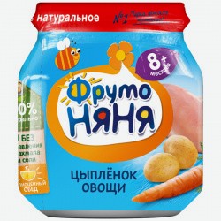 Пюре Фрутоняня, Цыплёнок С Рисом И Овощами, 100 Г