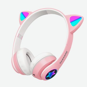 DASWERK Наушники беспроводные, с ушками VZV-23M, цвет: розовый