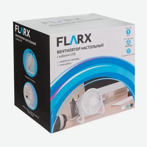 Вентилятор настольный с кабелем USB, FLARX, в ассортименте
