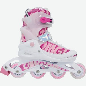 Коньки роликовые ACTIWELL раздвижные, р.34-37 со светящимся колесом д/дев PW-117light, Китай