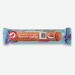 Трубочка вафельная АШАН Красная птица с начинкой сгущенное молоко вареное 8,5 % БЗМЖ, 35 г