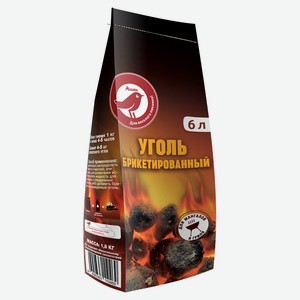 Уголь АШАН Красная птица брикетированный, 1,8 кг