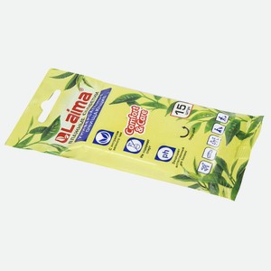 LAIMA Салфетки влажные с экстрактом зеленого чая, 15 шт