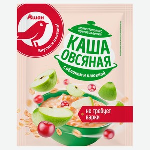 Каша овсяная АШАН Красная птица с яблоком и клюквой, 35 г
