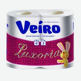 Туалетная бумага трехслойная Veiro LUXORIA, 3-слойная, 4 рулона