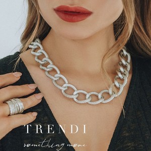 TRENDI Колье классическое женская цепочка на шею крупная классический срез узор под золото, цвет: Серебряный