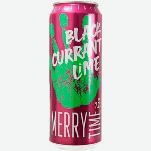 Напиток с/а Мерри Тайм Черная смородина, Лайм 0,43л 7,2%