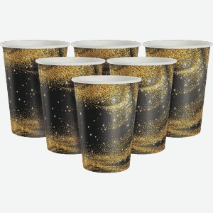 Набор стаканов черное с золотом 6 шт 0.832л