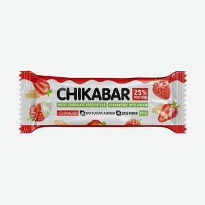 CHIKALAB Батончик глазированный с начинкой Клубника со сливками, 60 г